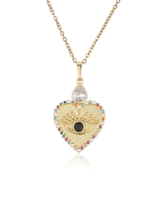 20577 Brass Cubic Zirconia  Trend Heart Pendant Necklace