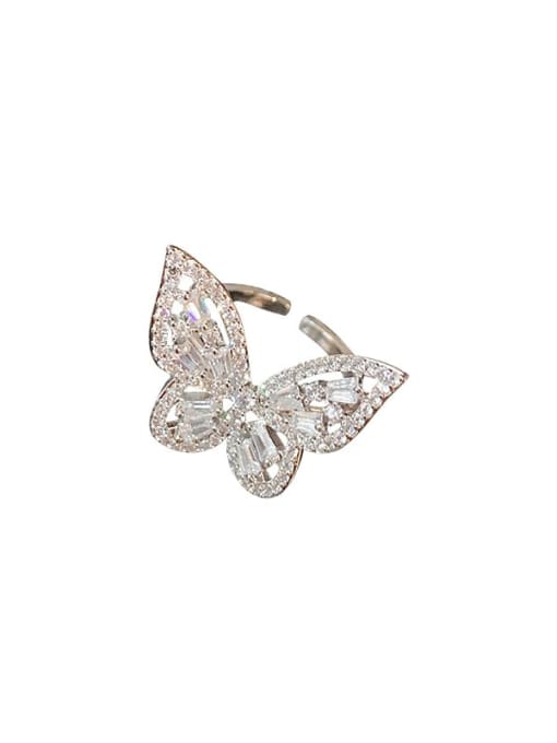 Papara Alloy+ Rhinestone White Butterfly Trend Statement Ring/Free Size Ring 0