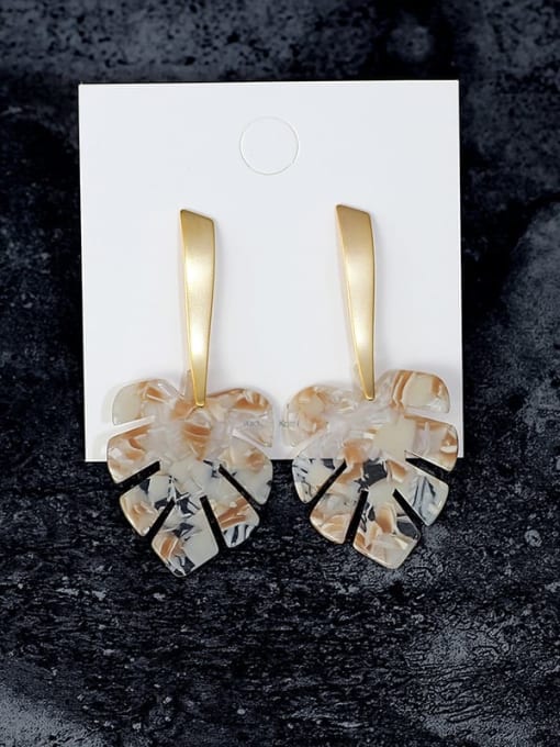 Dumb gold Copper Acrylic Leaf Minimalist Drop Trend Korean Fashion Earring