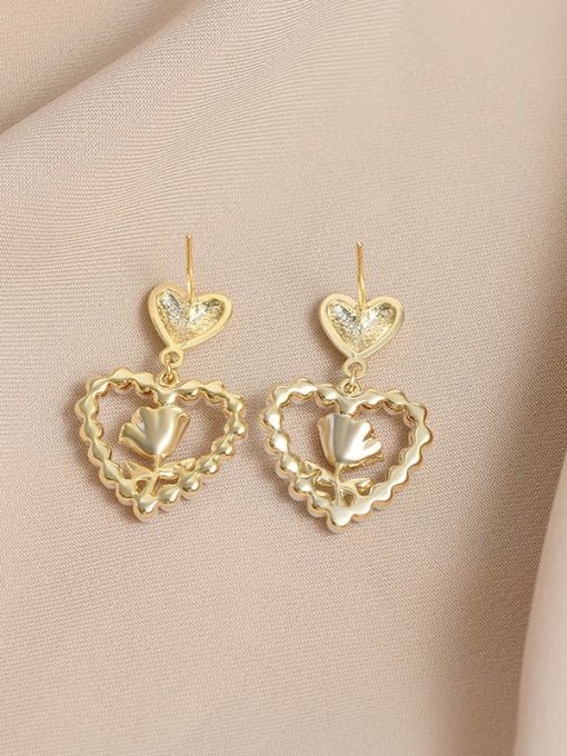 YOUH Brass Imitation Pearl Enamel Heart Dainty Stud Earring 1