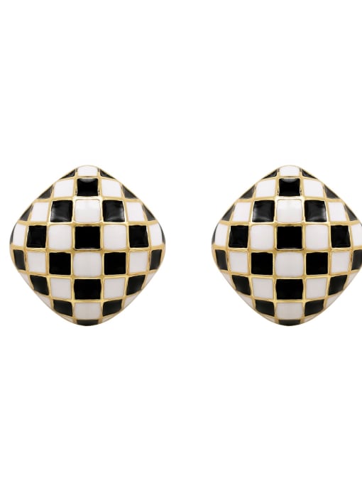 HYACINTH Brass Enamel Geometric Vintage Stud Earring