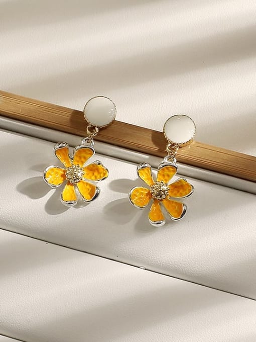 HYACINTH Copper Enamel Cute Flower  Drop Trend Korean Fashion Earring 2