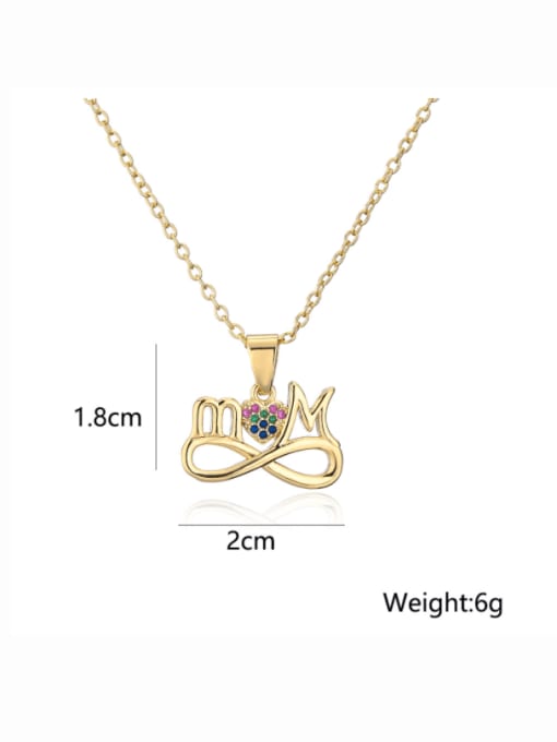 AOG Brass Cubic Zirconia  Dainty  Heart Letter MOM Pendant Necklace 3
