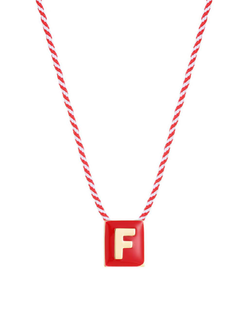 Letter F Brass Enamel Message Cute Necklace