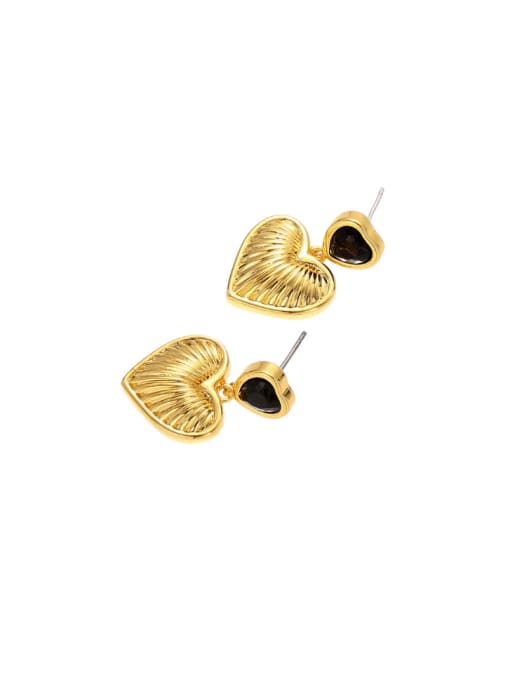 golden Brass Heart Vintage Drop Earring