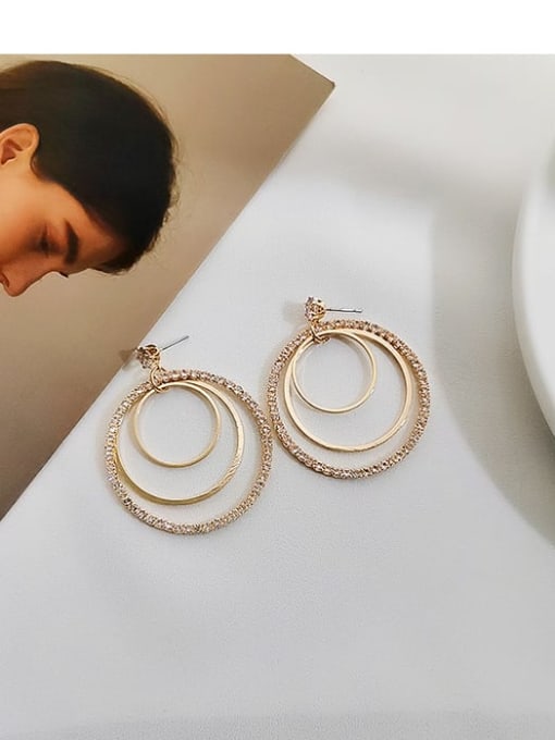 14K gold Copper Cubic Zirconia Geometric Luxury Drop Trend Korean Fashion Earring