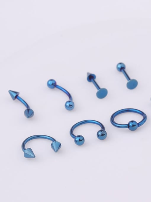 blue （8-piece set） 316L Surgical Steel Geometric Hip Hop Nose Studs
