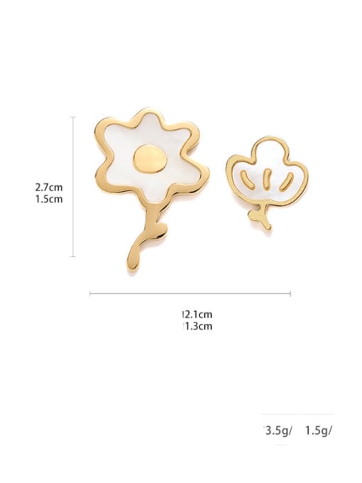 Five Color Titanium Steel Shell Flower Trend Single Earring(Single-Only One) 3