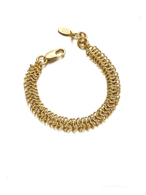 golden Brass Irregular Hip Hop Hollow  Chain  Link Bracelet