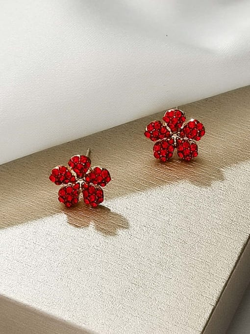 HYACINTH Copper Rhinestone Flower Cute Stud Trend Korean Fashion Earring 2