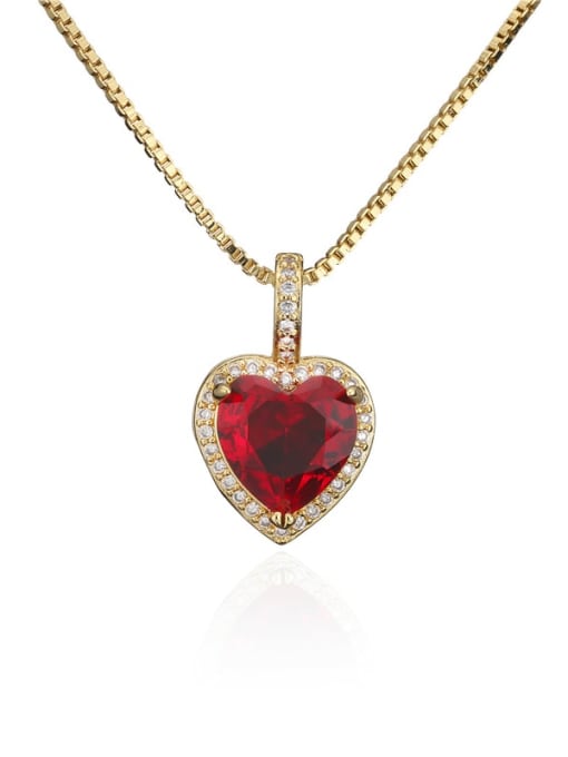 20820 Brass Cubic Zirconia Trend Heart  Pendant Necklace