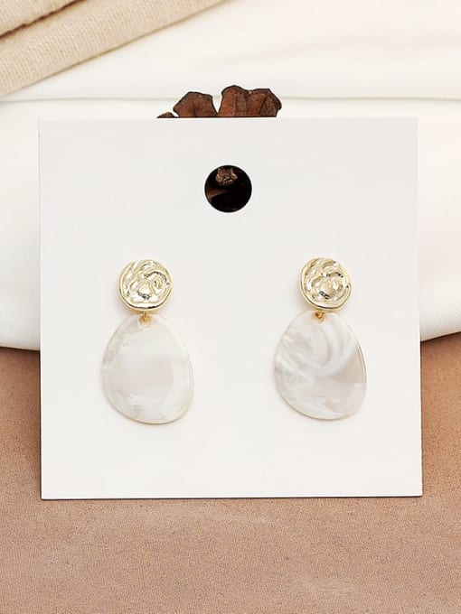 white Copper Rhinestone Acrylic Geometric Minimalist Drop Trend Korean Fashion Earring