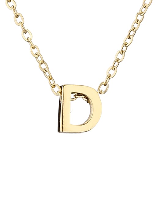 D 14 K gold Titanium Letter Minimalist Initials Pendant Necklace