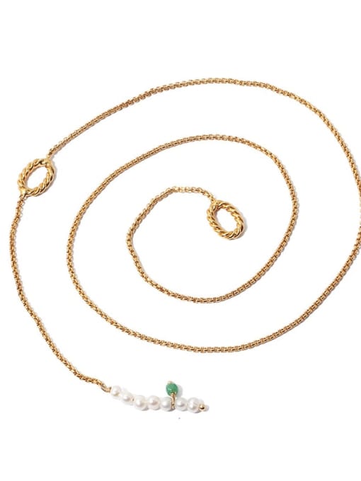 Y-shaped Necklace Brass Imitation Pearl Geometric Minimalist Lariat Necklace