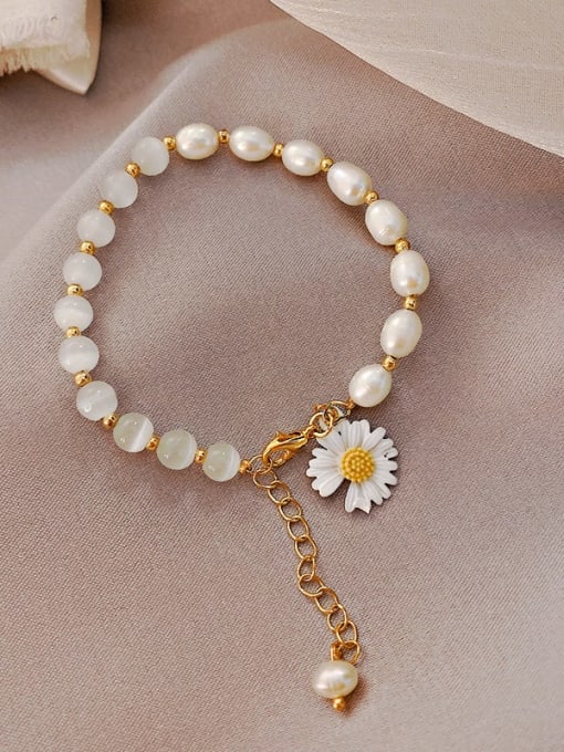 Papara Alloy Imitation Pearl Flower Ethnic Adjustable Bracelet 3