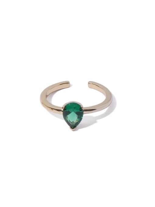 Green zircon ring Brass Cubic Zirconia Geometric Minimalist Band Ring