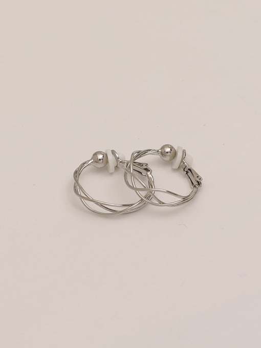 White k-ear buckle Brass Imitation Pearl Geometric Vintage Hoop Trend Korean Fashion Earring