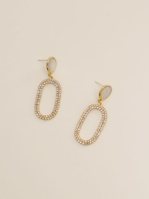 Gold  needle Brass Cubic Zirconia Geometric Ethnic Drop Trend Korean Fashion Earring