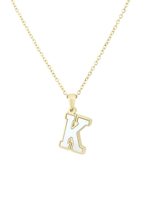 K Steinless steel shell minimalist 26 letter Pendant Necklace