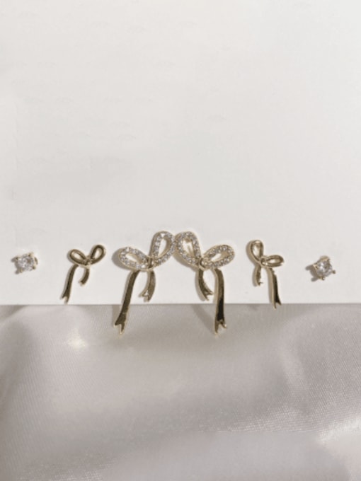 ZRUI Brass Cubic Zirconia  Vintage Butterfly Set Stud Earring 1