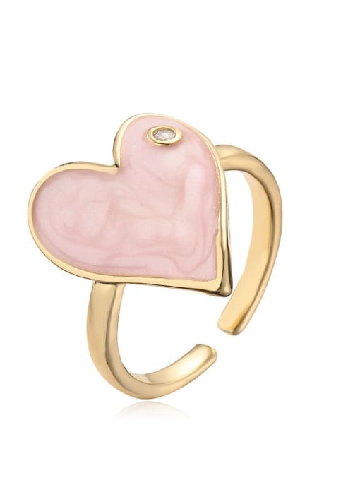12534 Brass Enamel Heart Minimalist Band Ring