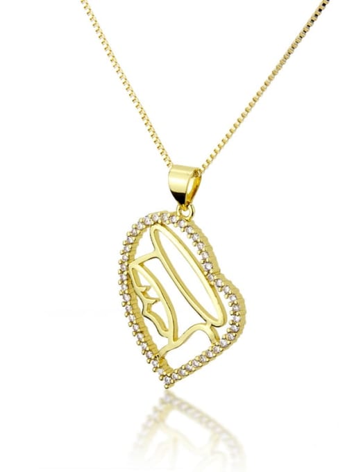 renchi Brass Cubic Zirconia Heart Dainty  Pendant  Necklace