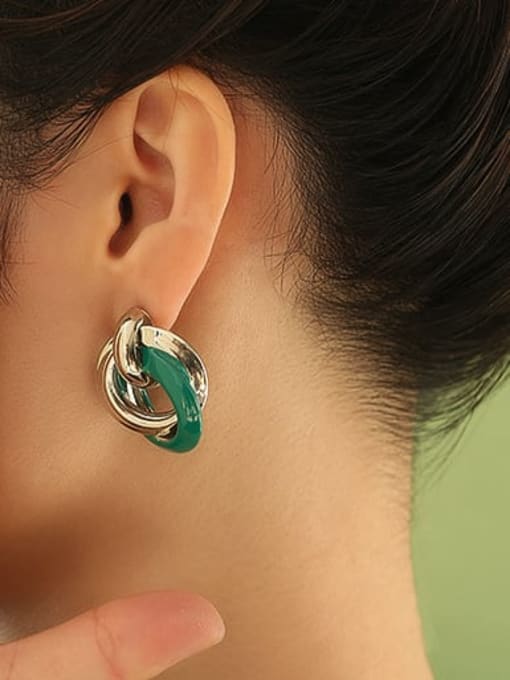 Five Color Zinc Alloy Enamel Geometric Vintage Stud Earring 1