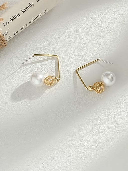 HYACINTH Copper Imitation Pearl Ball Minimalist Stud Trend Korean Fashion Earring 3