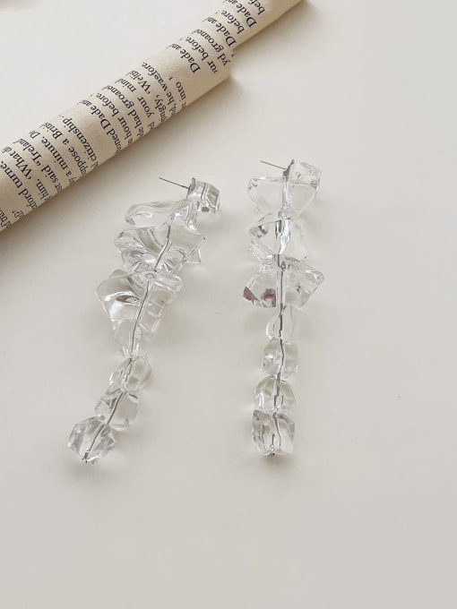 ZRUI Resin Clear Acrylic Geometric Trend summer ice cubes Threader Earring