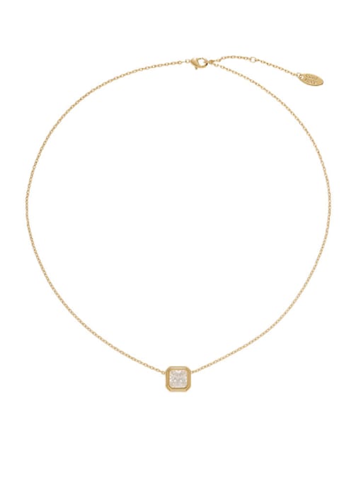 Five Color Brass Cubic Zirconia Round Minimalist Necklace