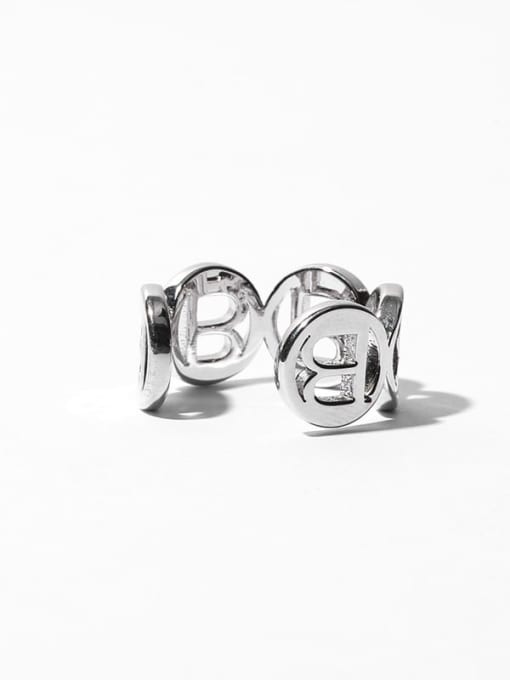 TINGS Brass Hollow Geometric Letter Vintage Midi Ring 3