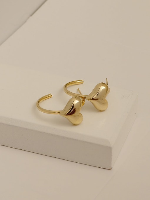 14k gold Brass  Smooth Heart Minimalist Huggie Trend Korean Fashion Earring