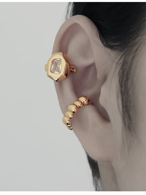 TINGS Brass Rhinestone Geometric Vintage Huggie Earring 2