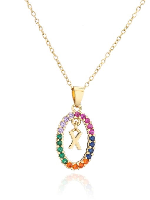 X Brass Cubic Zirconia Letter Trend Necklace