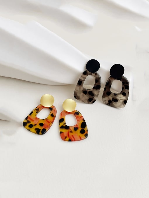 Orange leopard metal resin Earrings Alloy Resin Geometric Vintage Drop Earring/Multi-Color Optional