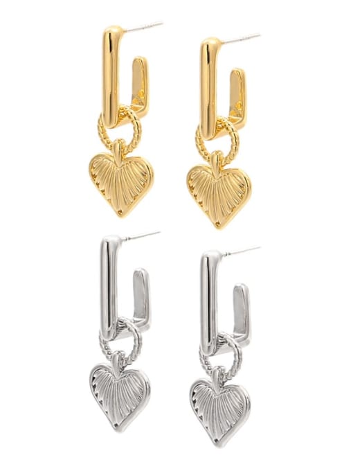 ACCA Brass Heart Vintage Huggie Earring