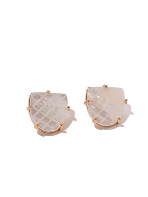 Semicircular shell earrings Brass Shell Geometric Hip Hop Stud Earring