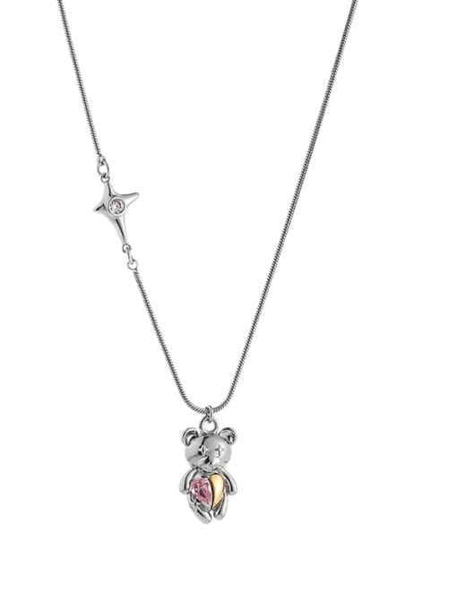 TINGS Brass Cubic Zirconia Bear Cute Necklace 2