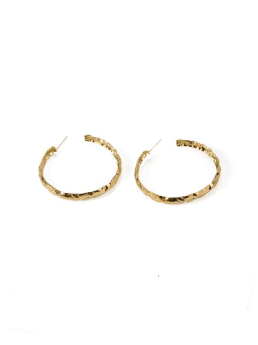 Big earrings Brass Geometric Vintage C-shaped folds Hoop Earring