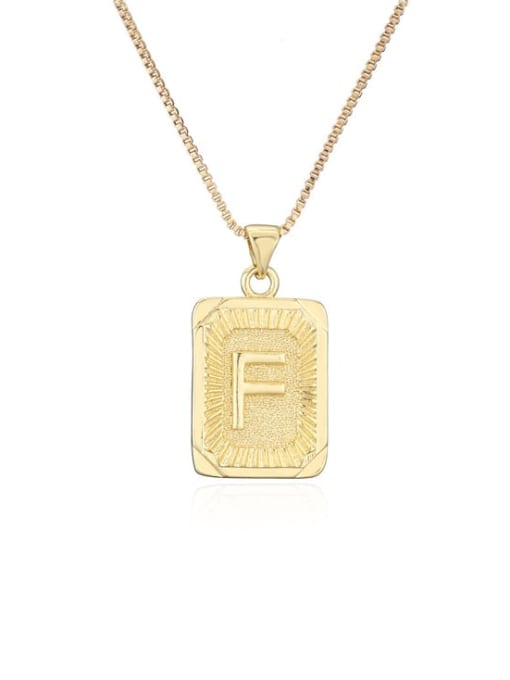 F Brass Letter Hip Hop Geometry Pendant Necklace