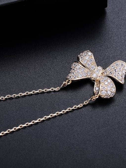 Champagne gold Brass Cubic Zirconia Butterfly Minimalist Necklace
