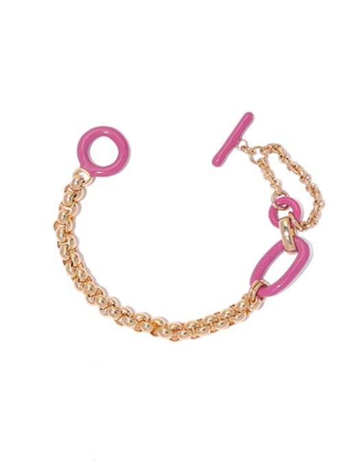 Purple oil drop gold bracelet Brass Enamel Geometric Minimalist Link Bracelet