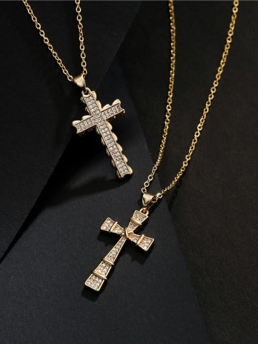 AOG Brass Cubic Zirconia Vintage Cross  Pendant Necklace 3