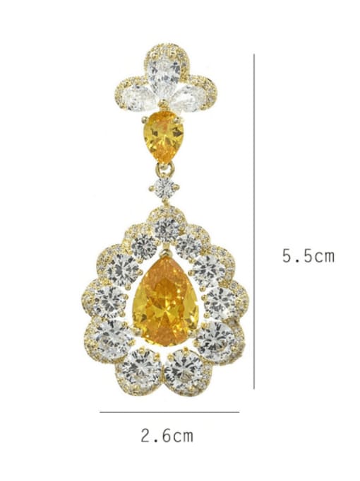 SUUTO Brass Cubic Zirconia Multi Color Water Drop Luxury Cluster Earring 2