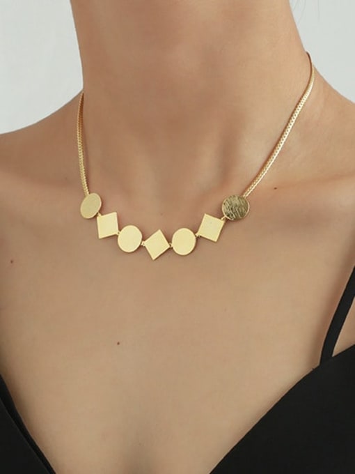 Five Color Brass Geometric Minimalist Necklace 1