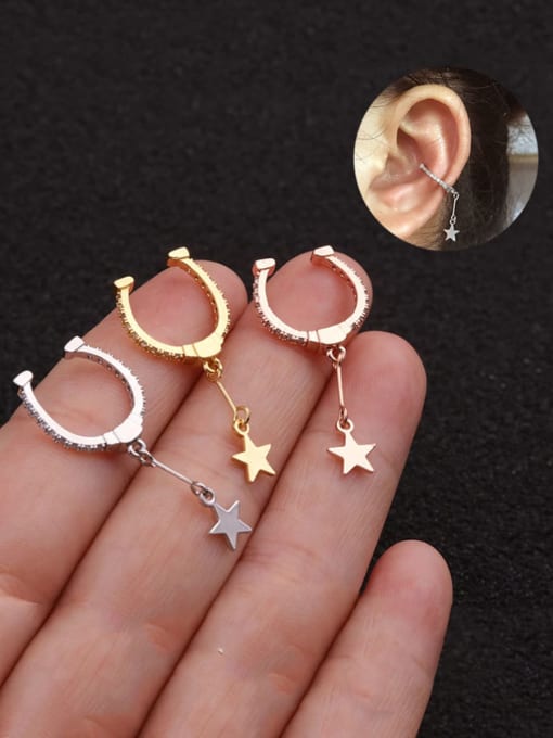 HISON Brass Cubic Zirconia Star Minimalist Single Earring 0