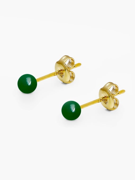 Dark green 14K gold Brass Resin Ball Minimalist Stud Earring