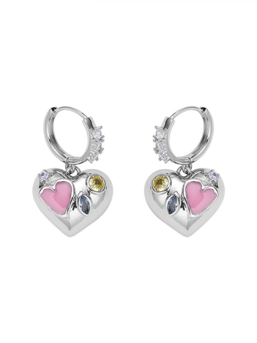 Love earrings Brass Cubic Zirconia Heart Vintage Drop Earring