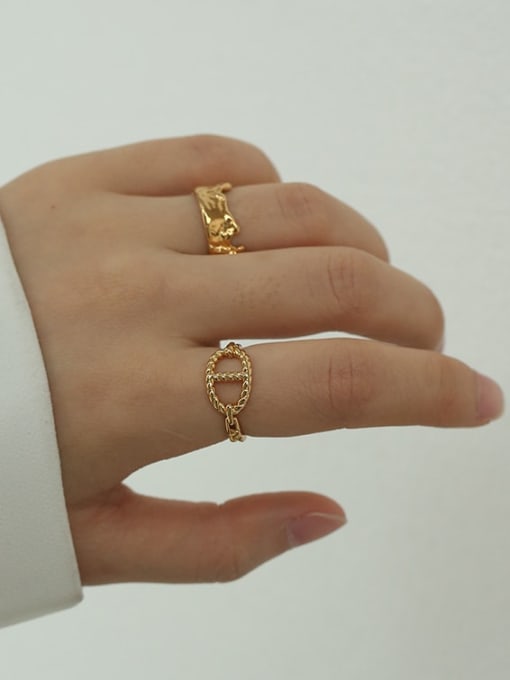 Five Color Brass Hollow Geometric Vintage Band Ring 2