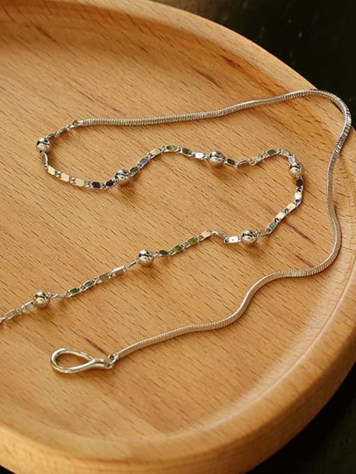 Five Color Brass Imitation Pearl Geometric Vintage Snake bone chain Necklace 2